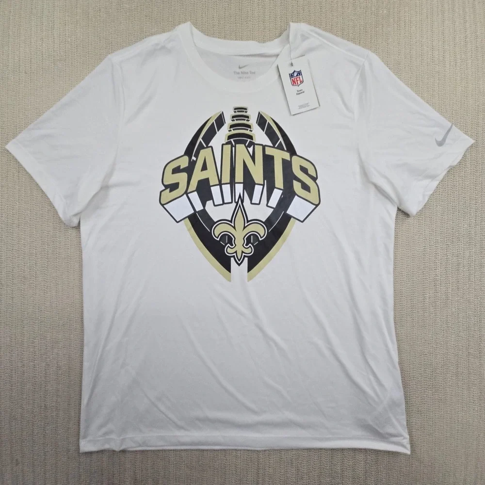 Nike Dri-Fit New Orleans Saints Shirt Mens XL White Short Sleeve NFL Football